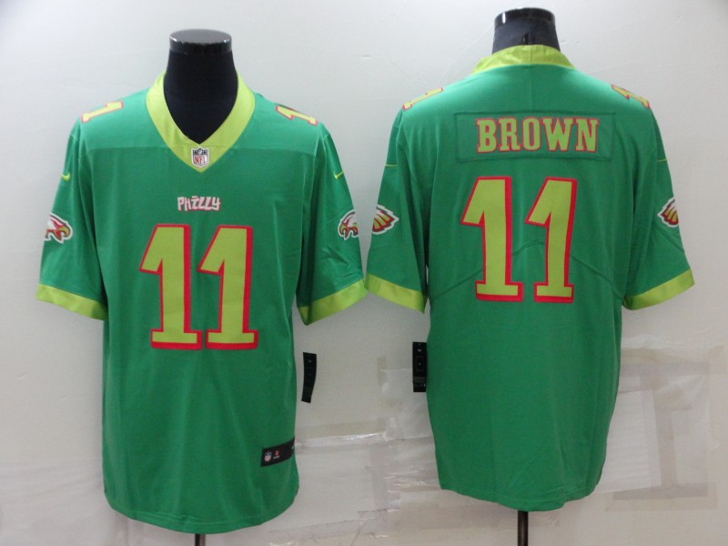 Men's Philadelphia Eagles #11 A. J. Brown Green City Edition Limited Stitched Jersey